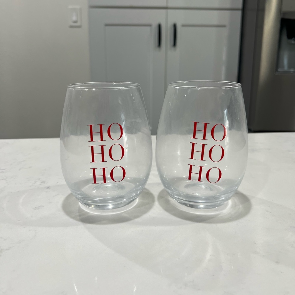 Ho Ho Ho Stemless Wine Glasses